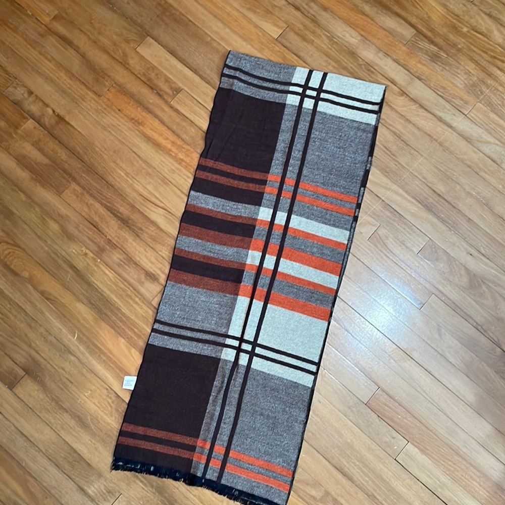 Brown orange and cream super soft scarf